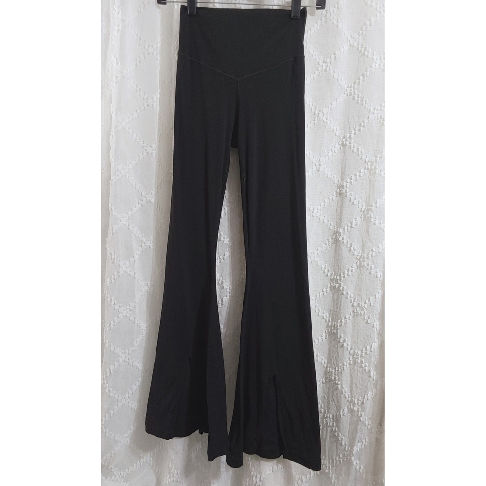 OFFLINE by Aerie Black High Waisted Flare Leggings with Side Slits Small